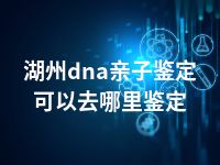 湖州dna亲子鉴定可以去哪里鉴定