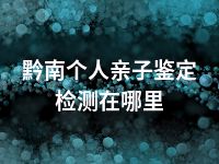 黔南个人亲子鉴定检测在哪里