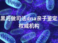 黑河做司法dna亲子鉴定权威机构