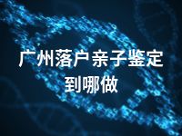 广州落户亲子鉴定到哪做