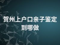 贺州上户口亲子鉴定到哪做