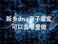 新乡dna亲子鉴定可以去哪里做