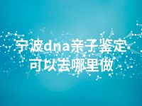 宁波dna亲子鉴定可以去哪里做